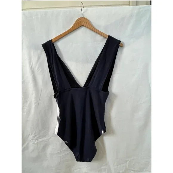 J. Crew One Piece Swimsuit Navy Blue Plunge Back Beachwear Swimwear Size 8 - Picture 4 of 8